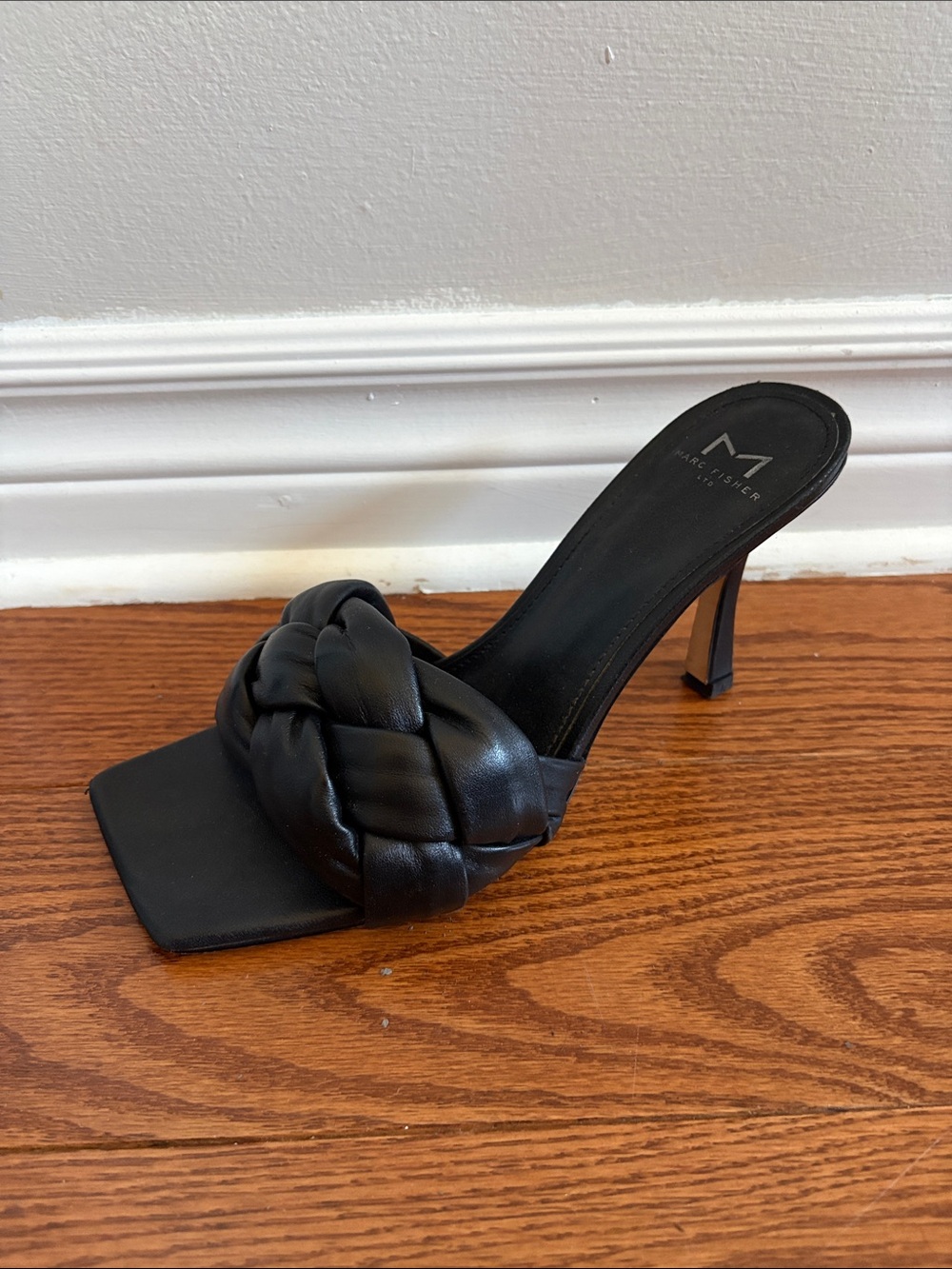 Marc Fisher Braided Black Slide Mules